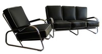 Kem Weber American Art Deco Chair and Settee Davenport